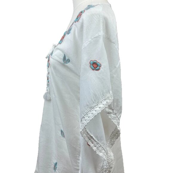 Letarte -Tunic Kaftan White Embroidered Cover-up/Dress Size XS - Worn 1 X - $258 - Picture 6 of 10